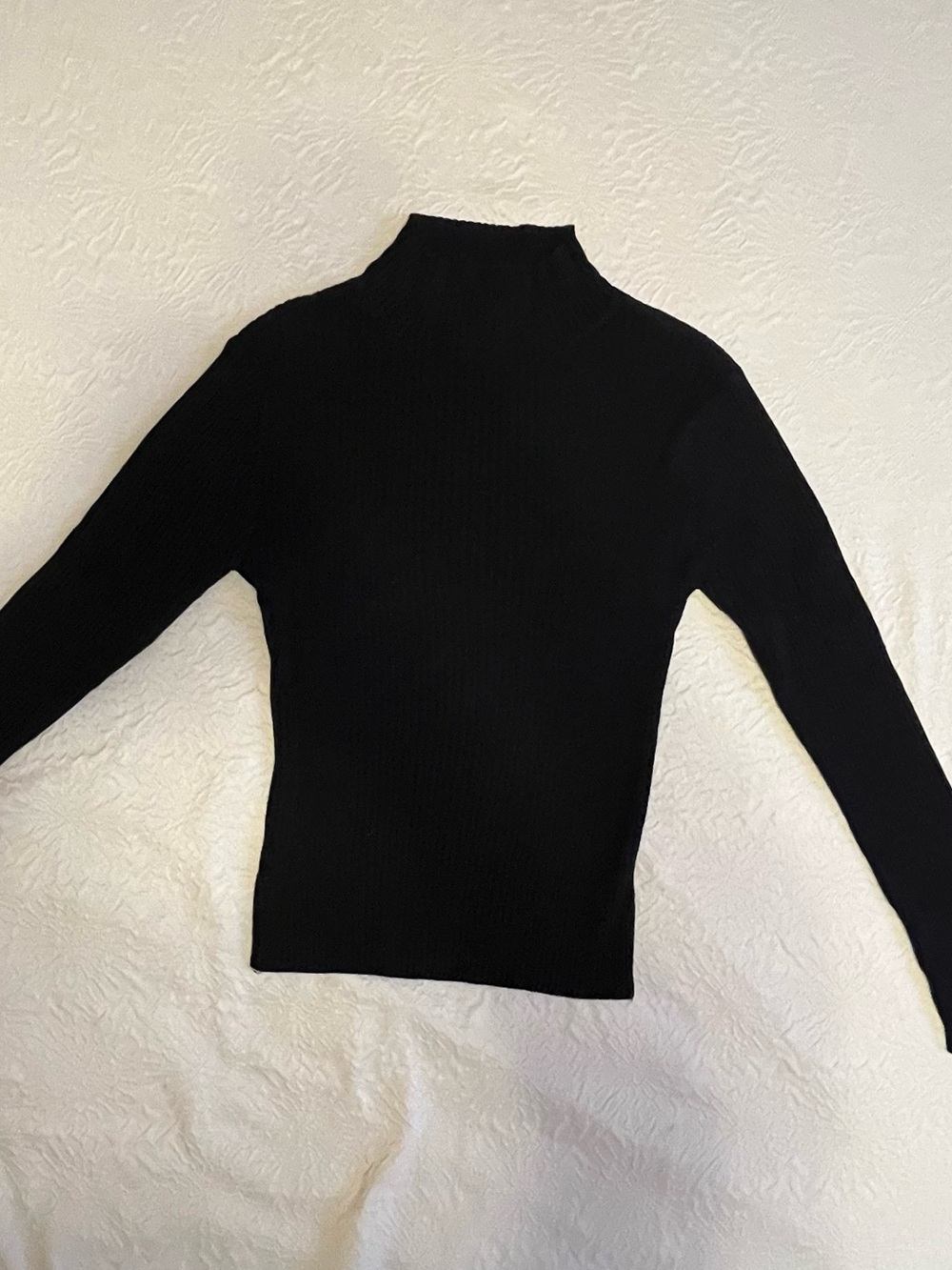 Black Ribbed Mock Neck Long Sleeve Turtleneck